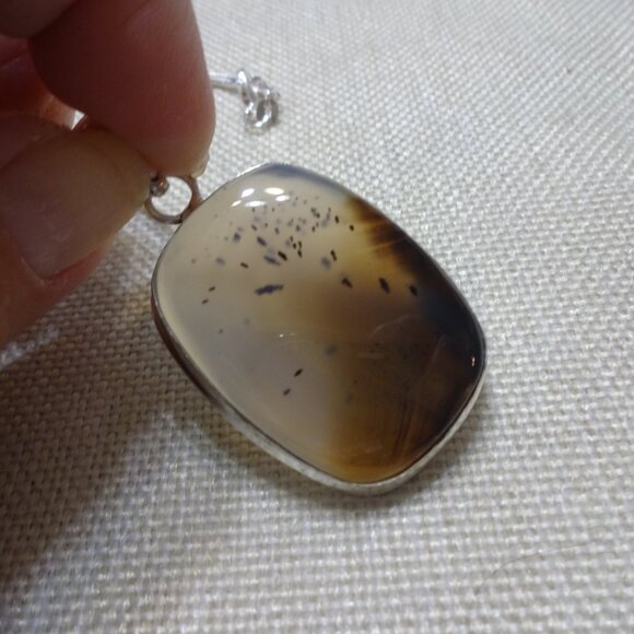 Natural MONTANA AGATE Handmade Sterling Pendant/Chain #681C - Picture 3 of 3